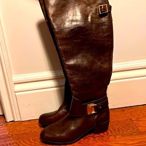 Vince Camuto tall brown boots NWTs. Full leather upper.  Wide calf